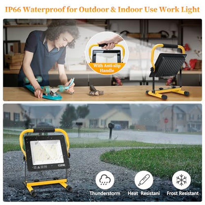 120W LED Work Light, 12000LM Portable Work Light with 16.4FT Cord