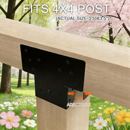 (8 Pack) Black T Shaped Post to Beam Connector, Heavy Duty Roof Tie Bracket - color: 4X4(8 PACK)
