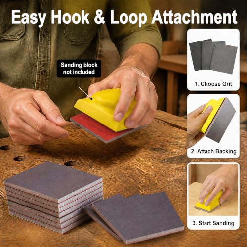 20 PCS Hand Sanding Sponge 400-3000 Grit Sandpaper Assortment, Washable & Reusable Sanding Blocks for Wood, Metal, Drywall, Glazing, Wet Dry Sandpaper for Smooth Finishing (Sanding Sponge)