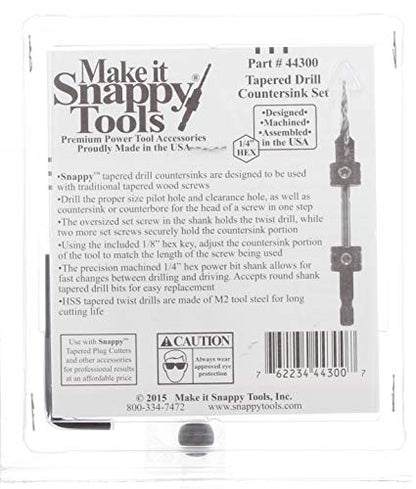 Snappy 3pc Tapered Drill Bit Countersink Set Made in USA Large Set Screws Quick