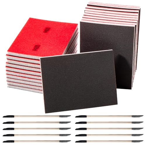 30pcs 3x4 Inch Sanding Sponge and Sanding Sticks Kit, Coarse to Ultra Fine Soft Foam Hand Sander Blocks Pads for Wood 180-4000Grit - style: 180-4000 grit Kit