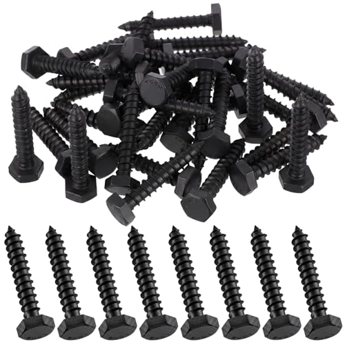Zonon 50 Pcs 1/4" X 1-1/2" 304 Stainless Steel Lag Screw for Wood, Black - color: Black, size: 1/4" X 1-1/2"