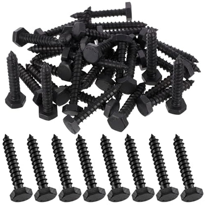 Zonon 50 Pcs 1/4" X 1-1/2" 304 Stainless Steel Lag Screw for Wood, Black - color: Black, size: 1/4" X 1-1/2"