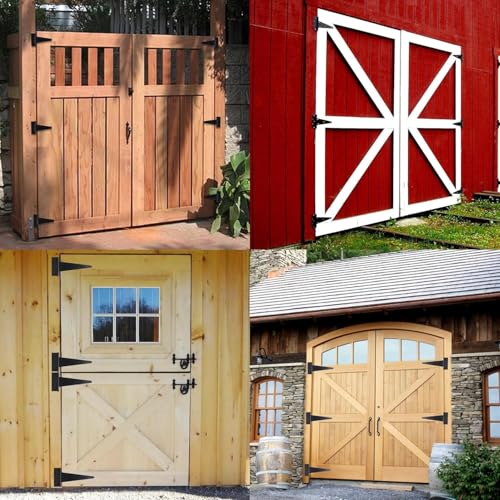 1Set T-Strap Gate Hinge with 7 Screws, Heavy Duty Shed Barn Door Hinges, Black Tee Hinges for Wooden Fence, Yard Gate (6 Inches) - color: 6Inches