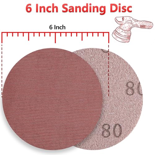 50 Pcs 6 Inch Mesh Sanding Disc Assortment for Random Orbital Sander - style: 6 Inch