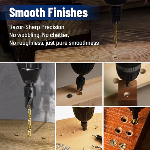 shengbenhao 23Pcs Countersink Drill Bit Set #4#6#8#10#12 Adjustable - style: 23PCS