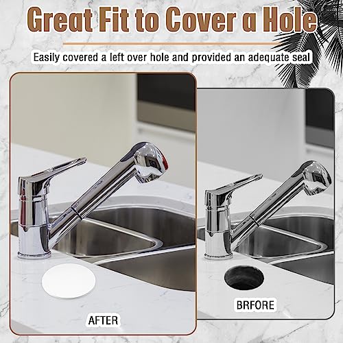 LEIFIDE 2 Pcs Kitchen Sink Faucet Hole Cover, White - color: White
