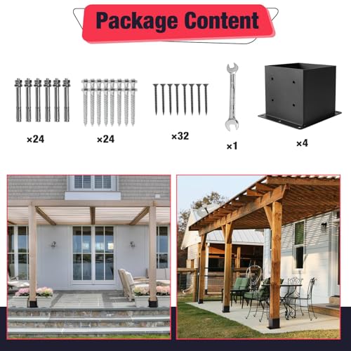 4 Pcs 6"× 6" Post Base|Inner Size (Fit 5.6" x5.6“Post| - size: 6"x6", style: 4 Set