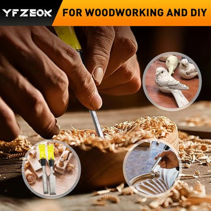 Wood Chisel Sets，4-Piece Woodworking Tools Set, CR-V Steel Beveled Edge Blades with Safety Caps. Durable PVC High Impact Handle, for Precision Carving & DIY Projects (1/4", 1/2", 3/4", 1")
