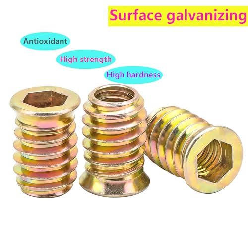 Qrity 20 Pcs Threaded Insert, Hex Drive Threaded Inserts for Wood, Furniture Nuts, Hex Socket Drive M6x20mm, Wood Inserts - size: M6 x 20