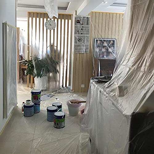 35 Pieces Plastic Drop Cloth, Multiple Waterproof Cloth Sheets for Painting, Dust-Proof and Rustproof, 35 Pieces 9x12 Feet Tarp, Furniture Cover - size: 35 Pieces