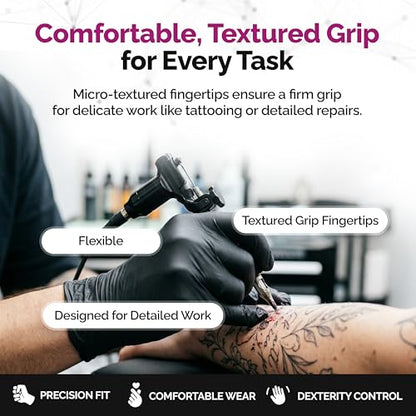 GripProtect Precise Black Nitrile Gloves 4 Mil, Chemical Resistant Gloves - size: X-Large (100 Count)
