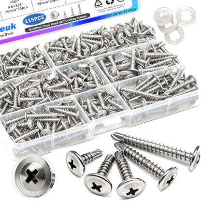 mxuteuk 230PCS #8 Self Tapping Screws,410 Stainless Steel - size: SV 230PCS #8 Kit