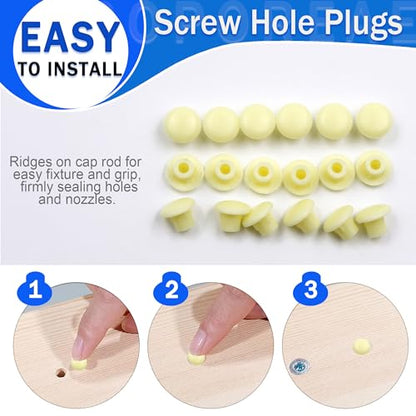 300Pcs 3/16 Inch Plastic Hole Plugs - color: Yellow, size: 300pcs*0.19"(5mm)
