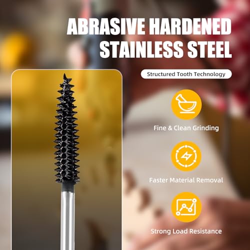 CAELUM Small Taper Carbide Rotary Burr, 1/8" Very Coarse Wood Carving Kit - color: Small Taper