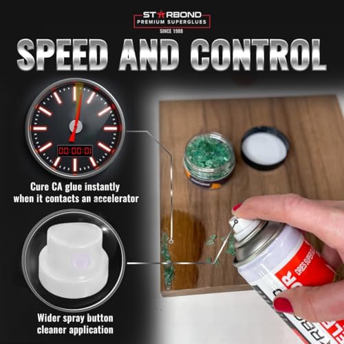 Starbond Thin CA Glue with Activator Bundle (4 oz. + 6 oz.) – Premium Cyanoacrylate Super Glue with Aerosol Accelerator – for Woodworking and Repair, Pen Turning, CA Finish, Inlays, Luthiery, Crafts - size: 4 ounce, 6 ounce