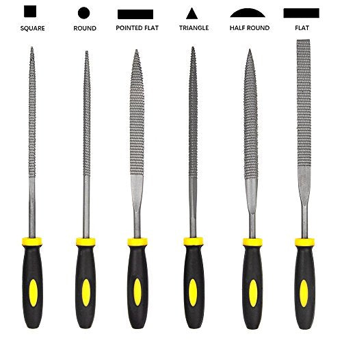 Wood Rasp File Kit - 12 Assorted Small Metal Needle Files Set with Bristle Brush and Hand Strap Carrying Case (Rasps included 2 Sizes of Flat, Pointed Flat, Round, Half Round, Square, Triangle)