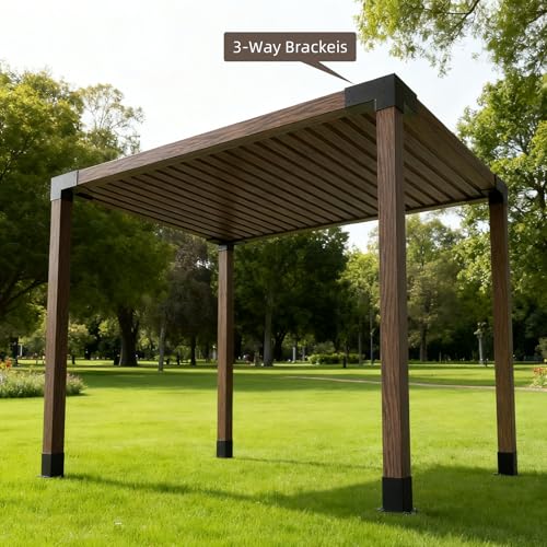 Pergola Kit, 3-Way Pergola Brackets for 4"x 4" (Actual 3.5" X 3.5") - size: 4"x 4" (Actual 3.5" X 3.5")
