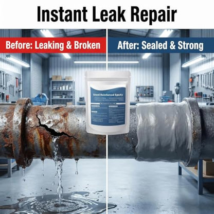 Steel Reinforced Epoxy Putty, Waterproof & Heat Resistant Two-Part AB Epoxy Clay, Heavy Duty Fast Curing Metal Repair Kit, Multi-Purpose Filler for Plastic, Wood, Ceramics, Tiles - 1 Pack