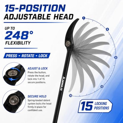 16 Inch Indexing Pry Bar, 15-Position Adjustable Cr-V Indexable Prybar Tool - size: 16 Inch