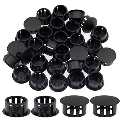 30PCS 16mm (5/8") Black Hole Plugs Plastic - color: Black, size: 16mm (5/8")