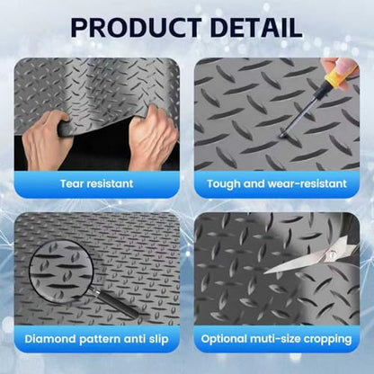 StellarStar 10x25 FT Garage Floor Mat, 2.8mm Thickened PVC Diamond Plate - color: Gray, size: 10x25 FT