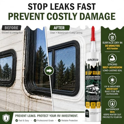 Non-Leveling RV Roof Sealant, Lap Sealant for RV Roofs, Windows, Skylight, Non-Sag RV Roof Sealant, Waterproof Clear RV Sealant, RV Caulking Sealant for Vertical Surface Leak Repair - color: Clear