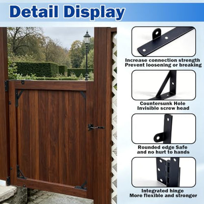 2 Sets Gate Kit Gate Corner Brace Bracket Heavy Duty Anti Sag Gate Frame Kit with a Self-Locking Gate Latch, Gate Kits for Wooden Fence Garden Wooden Driveway Gates,Shed Doors, Corral Gates - size: Fence Gate Kits 2 Set