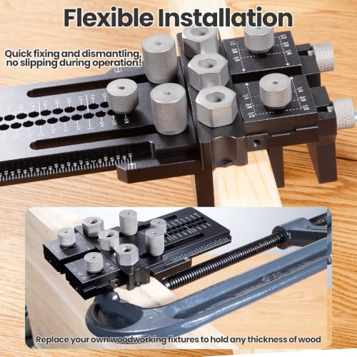 Dowel Jig Kit with Quick Positive Stop & Clamp, Adjustable Doweling Jig