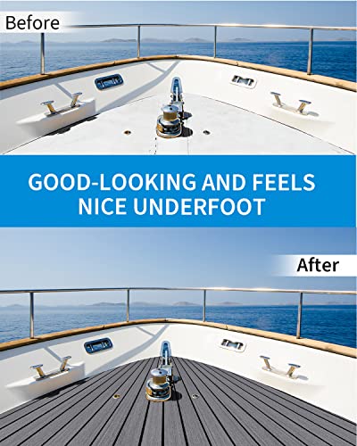 OCEANBROAD Boat Flooring 96''x16.8''/28.8''/36''/45.6'' - color: Dark Gray with Black Seam Lines, size: 48''L x 16.8''W-5.6sqft