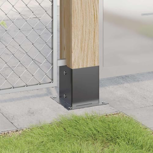 Post Bases 12 Pack 4.76x4.76 Inch Square Deck Support Anchors, Powder-Coated Steel Column Brackets for Pergola, Fence, Porch, and Mailbox Posts, Anthracite - size: 121 x 121 mm & 12