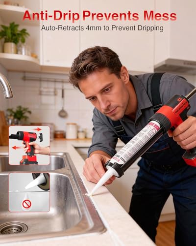 Cordless Caulking Gun Compatible With Makita 18V/21V, Tool Only - color: Red