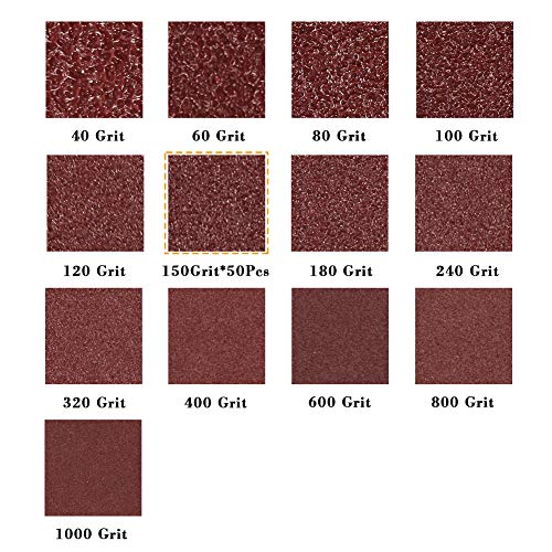 SPEEDWOX 50 Pcs Triangle Sanding Pads Hook and Loop 150 Grit Oscillating Sanding Pad 90mm 6 Holes Fit 3-1/2 Inches Oscillating Multi Tool Detail Sander Sandpaper Triangle Sanding Discs Sanding Tool - style: 150 Grit