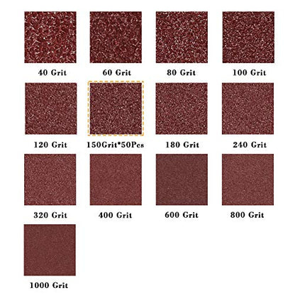 SPEEDWOX 50 Pcs Triangle Sanding Pads Hook and Loop 150 Grit Oscillating Sanding Pad 90mm 6 Holes Fit 3-1/2 Inches Oscillating Multi Tool Detail Sander Sandpaper Triangle Sanding Discs Sanding Tool - style: 150 Grit