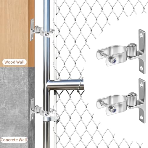 2 Pair 1-3/8" Wall Mount Gate Hinges for Chain Link Fence, Farm - size: 1-3/8''-2Pack