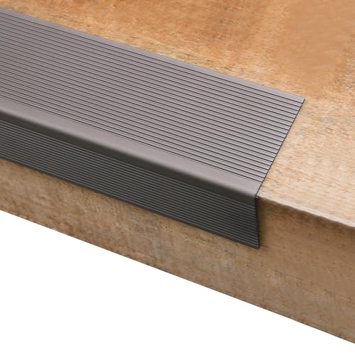 Non Slip Stair Nosing, Window Sill Nosing Plate, Staircase Ledge Guard, 10 Pieces Stair Edge Protector for Wood Stairs/Walking Surface, 1.5"X 2" Aluminum Tread, 48inch Long, Coffee - color: coffee