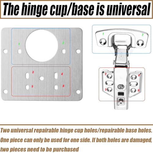 316 Stainless Steel Cabinet Hinge Repair Plates (6-Pack) - Fix Loose Cabinet Doors in 5 Minutes! No Wood Filler or Drilling - Fits Most, Includes Screws