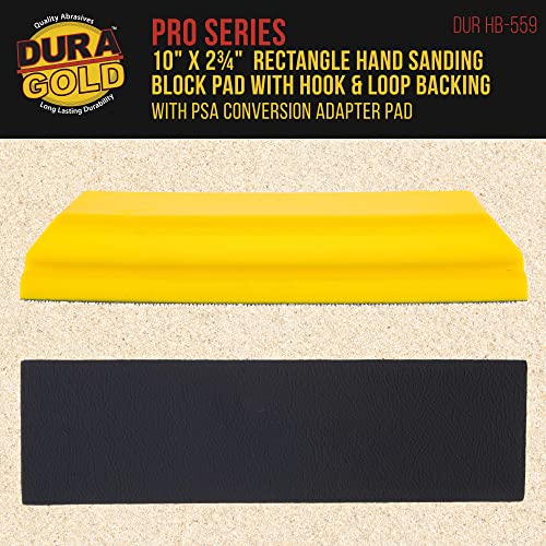 Dura-Gold Pro Series Rectangle 10" x 2-3/4" Hand Sanding Block Pad with - style: Adapter Block