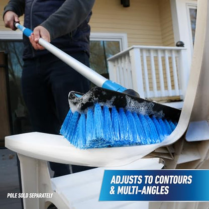 Unger Professional Lock-On HydroPower 10” Bi-Level Soft Wash Brush, Compatible with Waterflow Poles, Outdoor Cleaning Supplies, Great for Patios, Siding, Windows, Cars, and Boats - size: 10 inches (Pack of 1), style: Multi-Angle Wash Brush
