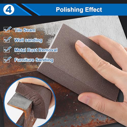 smseace 6Pack Sanding Block 60/120/220 Grit Sandpaper Block Washable and Reusable Sanding Blocks for Wood/Drywall/Metal/Glasses Sanding Block Set Sanding Sponge