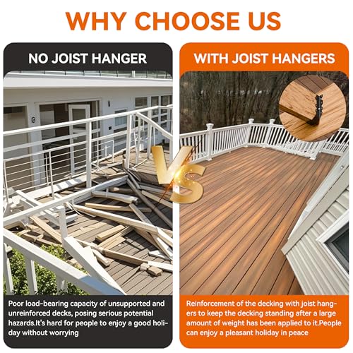 25 Pcs Black Joist Hangers 2x8, 18 Gauge Rafter Brackets , Hurricane Straps for 2x8 Face Mount Joist Hangers or Shed/Barn/Coop/Porch/Truss/Decks, Structurally Sound and Aesthetically Pleasing - size: 25 Pcs 2x8, style: Black Joist Hanger