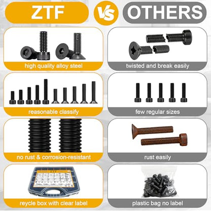 ZTF 4005pcs Metric Screw Assortment, M2 M3 M4 M5 Assorted Screws - size: Flat+Cap Head