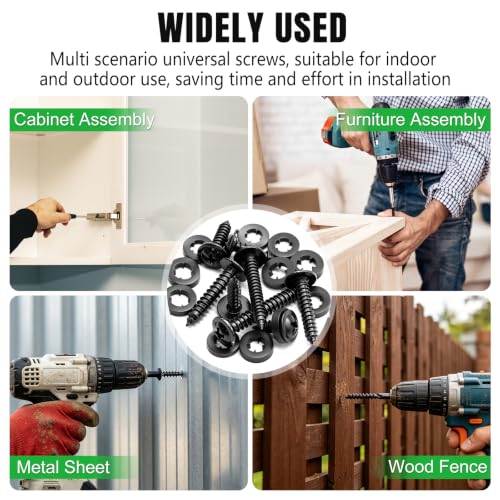 Twidec/821PCS Wood Screws 410 Stainless Steel Assortment Kit,#8#10 Phillips Truss Head Wood Screws,High Hardness Black Self Tapping Screws 1/2”,5/8”,3/4”,1”,1-1/4” for Indoor Furniture,Woodworking - size: 821PCS