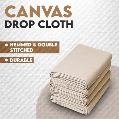 CH Canvas Drop Cloth for Painting (Size 5' x 20' Feet - Pack of 4) Painters Drop Cloth for Painting, Furniture & Floor Protection, All Purpose Thick Canvas tarp with Double Stitched Edges - size: 5' x 20' Feet