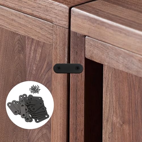 40 Pcs Straight Brace, 2” x 0.6” Flat Brace, Stainless Steel Straight Bracket, Mending Joining Plates for Bed Frame,Board,Wood,Shelves & Furniture, Matte Black (40)