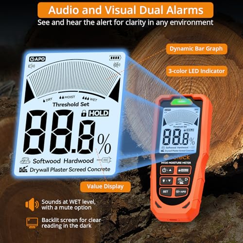 Neoteck 2-in-1 Rechargeable Moisture Meter with 19mm Inductive Depth