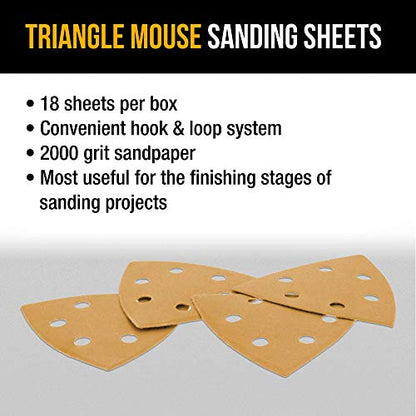 Dura-Gold Premium Triangle Oscillating Mouse Sanding Sheets - 2000 Grit - size: 2000-Grit