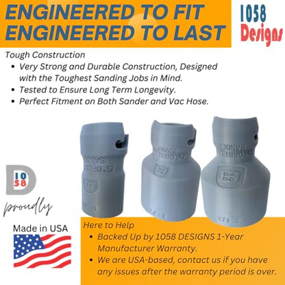 Vacuum Hose Adapter compatible with BLACK+DECKER 5-inch Random Orbit Sander BDERO100 BDERO600 BDERO200AEV BDEQS300 and 2-1/2 inch Wet Dry Shop Vac Hose Dust Reducer Collector - size: Fits 2-1/2" Vac Hose