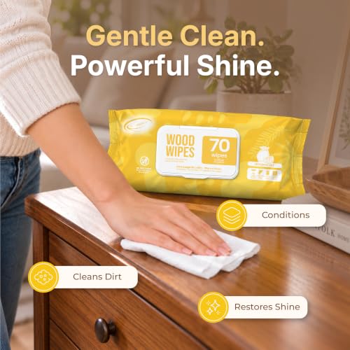 Air Jungles Wood Furniture Cleaner Wipes 70 Count (2 Packs), XL 8x10 Inch - size: 70 Count (Pack of 2)