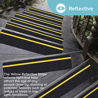 LifeGrip Reflective Anti Slip Stair Treads 6"x28" 10-Pack, Outdoor Grip - color: Reflective, size: 6" x 28"